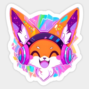 Fox With Headphones Sticker